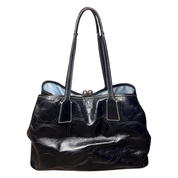 Coach Carryall F15658 Stitched C Black Logo Bag - Picture 2 of 6